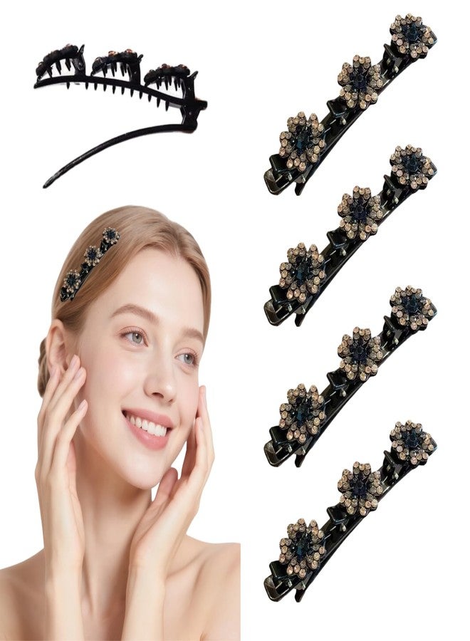 Jimmidy Sparkling Crystal Braided Hair Clips, Woven Hair Clips, New 2025 Women Styling Hair Clip, Women Flower Hair Accessories 4-Pack (champagne) - Image 1